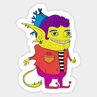 Yellow crazy human Sticker